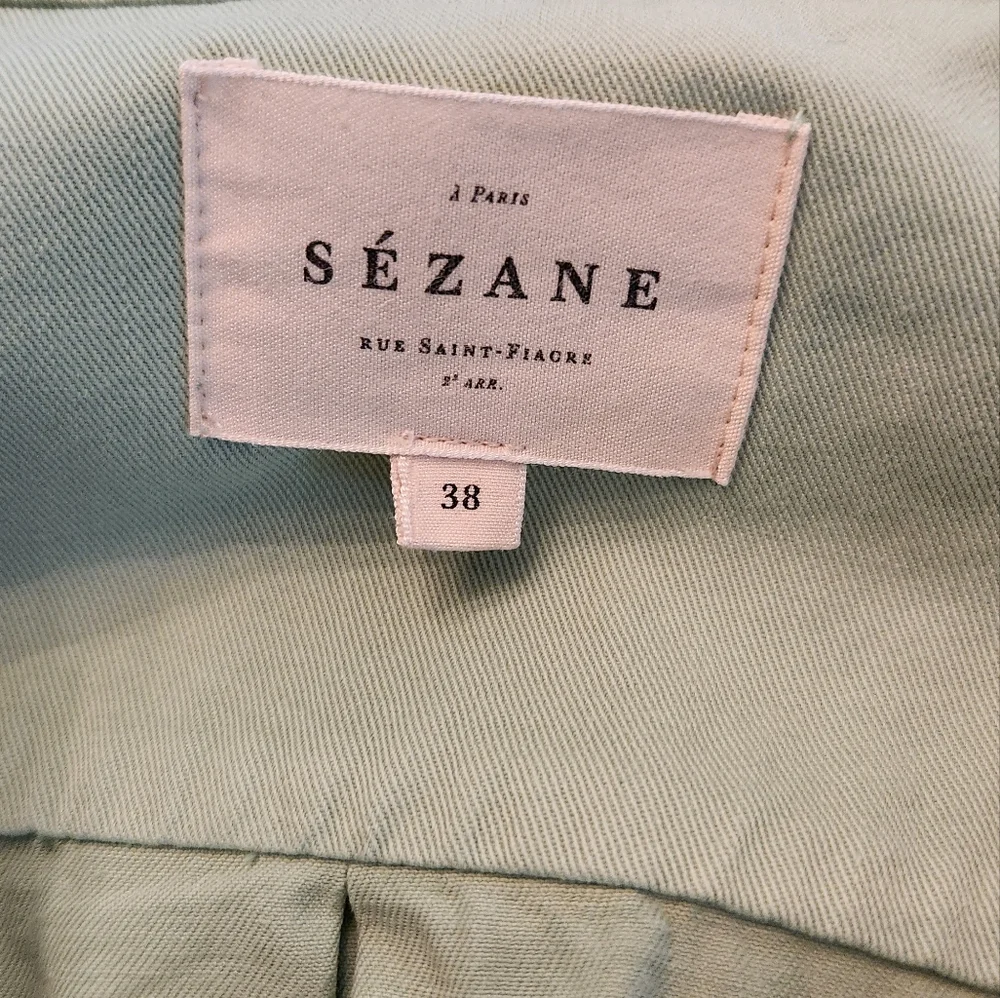 Sezane Max Pastel Green Button Down Shirt 100% Cotton Size EU 38/ US 6 - Picture 5 of 7